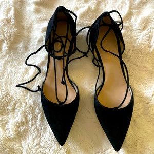 M.Gemi Black Suede Ballet Kitten Heels